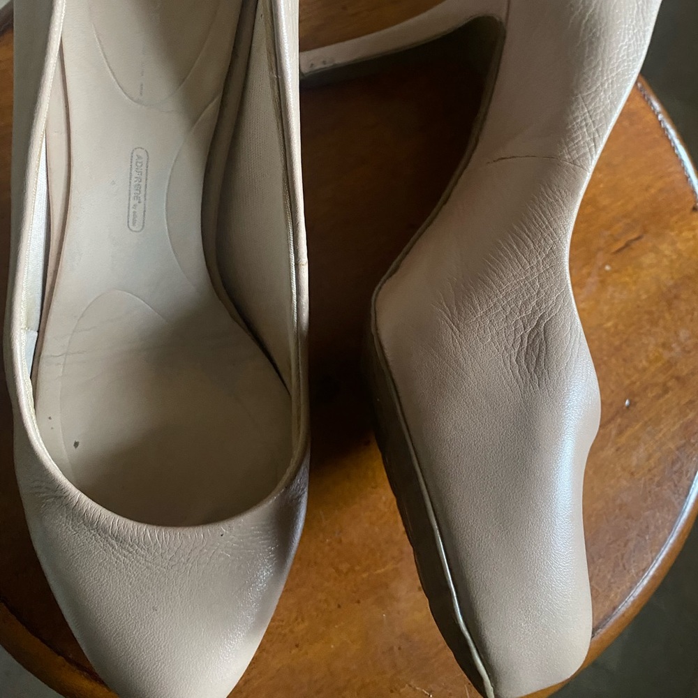 Tan leather platform heels